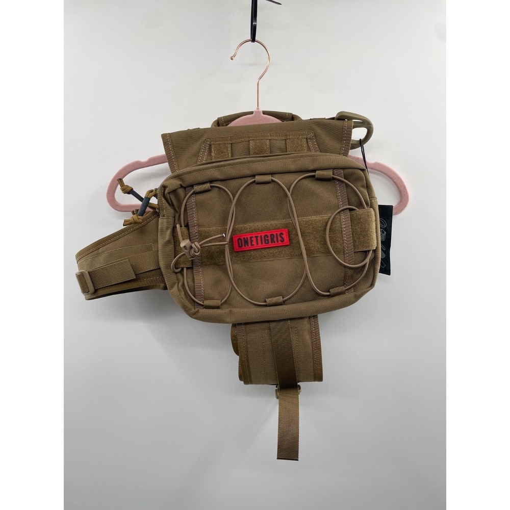 OneTigris Mammoth Dog Backpack Brown Nylon Adjustable Strap Outdoor Hiking Pack